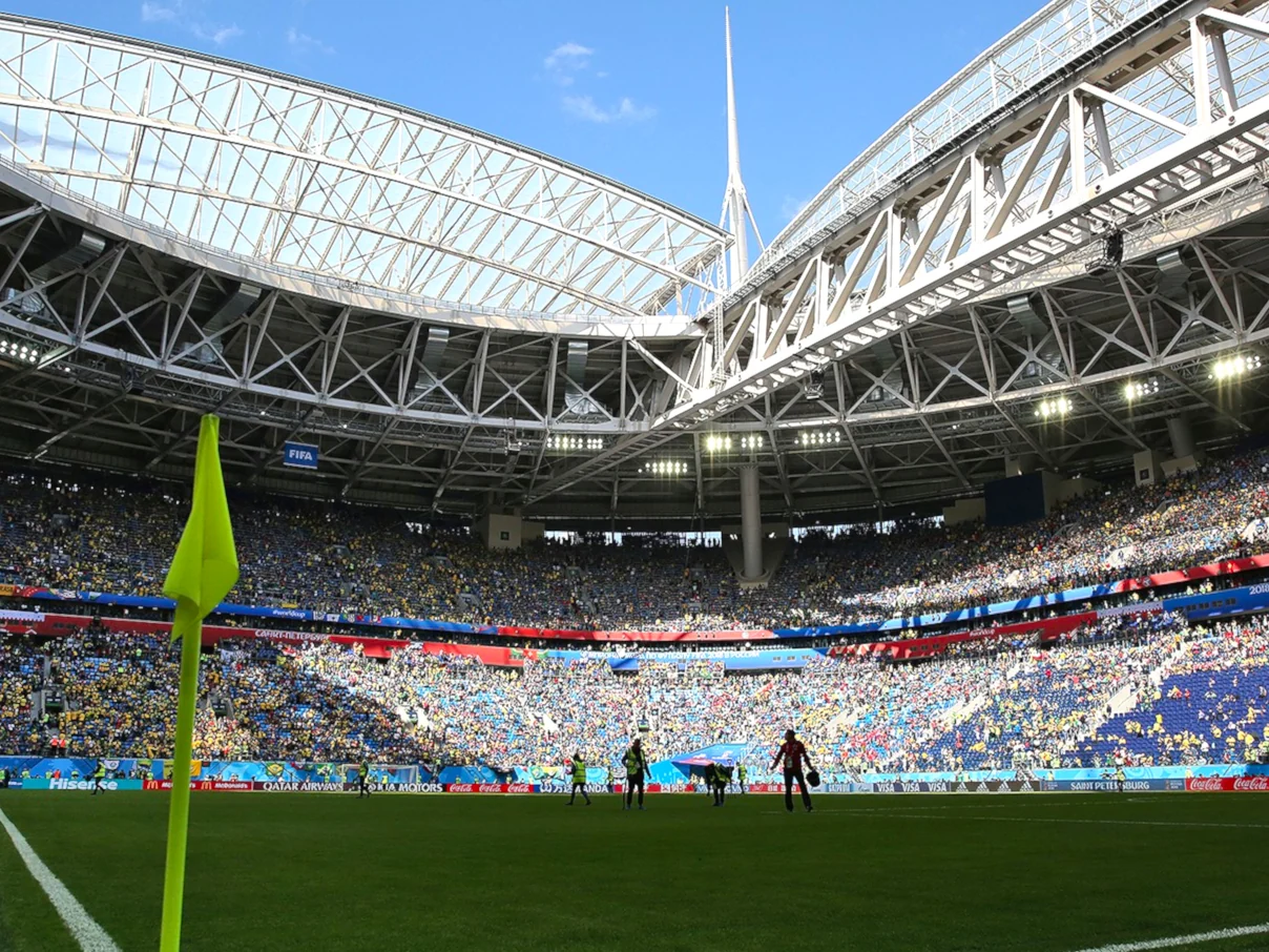 Illustrative 2018 World Cup stadium photograph, not a depiction of the 2026 tournament or its technology.