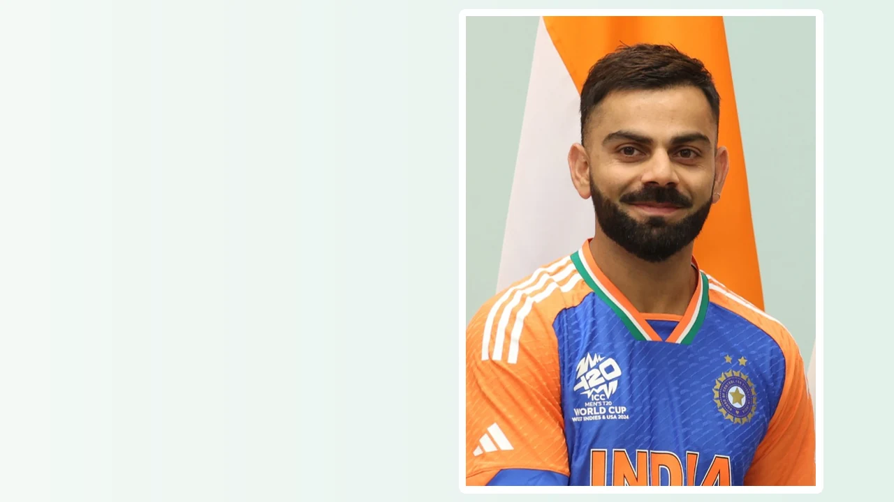 Virat Kohli in an India cricket jersey at a government reception on 4 July 2024